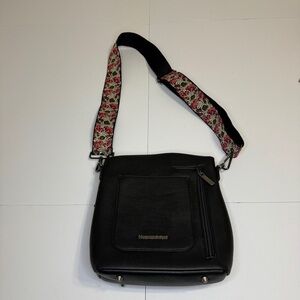 Montana West Black Crossbody Bag w/ Embroidered Strap – Vegan Leather Purse